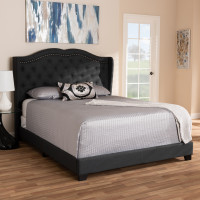 Baxton Studio Aden-Charcoal Grey-Full Aden Modern and Contemporary Charcoal Grey Fabric Upholstered Full Size Bed